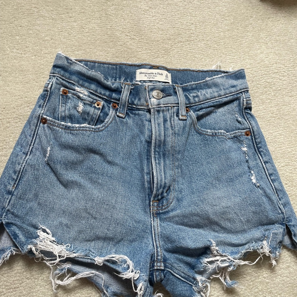Abercrombie & Fitch Light Blue Frayed Jean Shorts